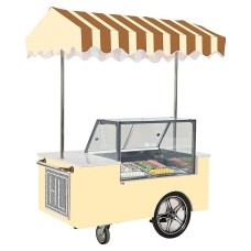 Витрина для мороженого Carpini Emily EML-FG10 / витрина-тележка с тентом / на 7 ёмкостей по 5 л