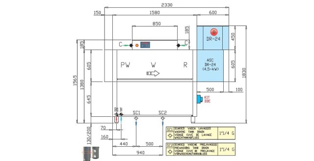 Машина посудомоечная Dihr RX 164 E SX / DR24 / DDE / XP