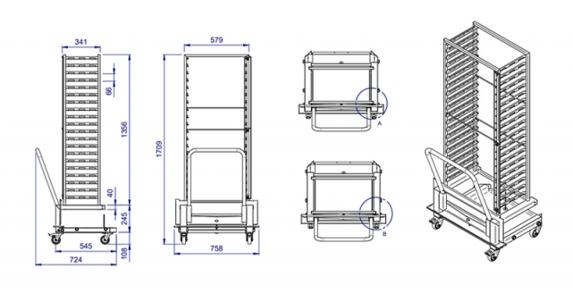 Тележка для пароконвектомата AP20QT — Apach TR20S