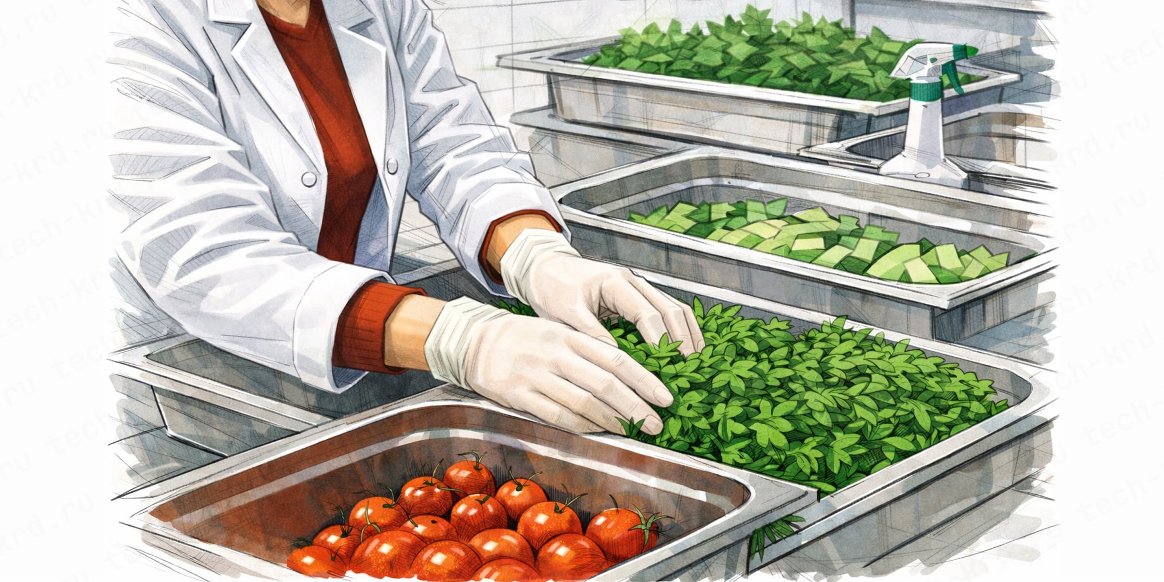 Обработка овощей и зелени в общепите