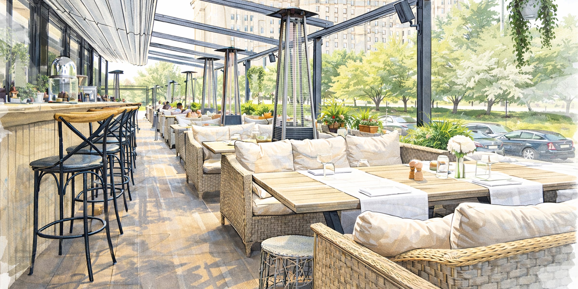 Оборудование для летней веранды кафе и ресторана