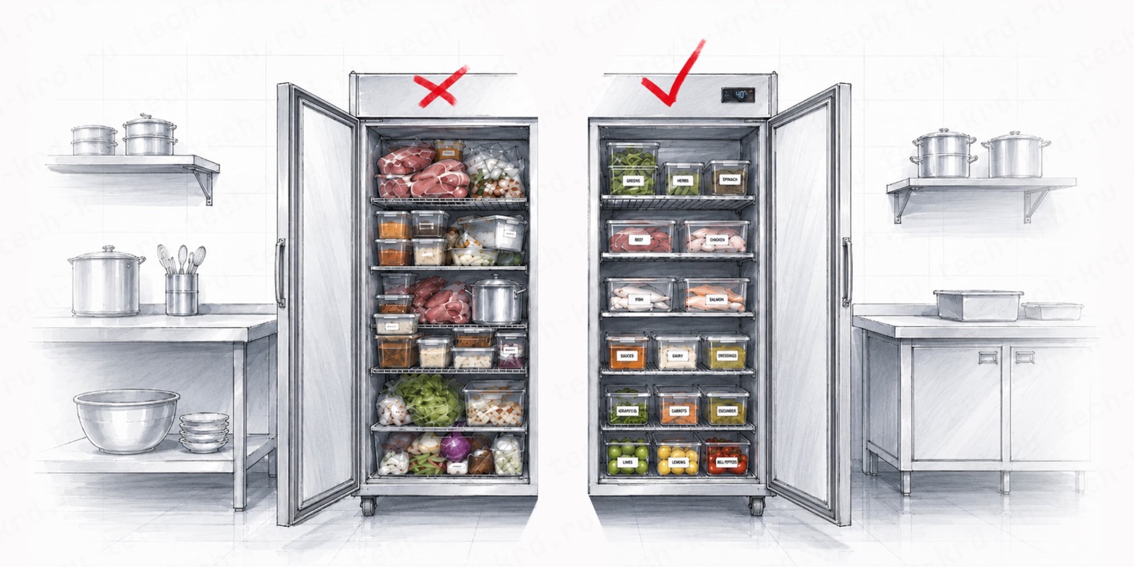 Частые ошибки при хранении продуктов в холодильных шкафах на предприятиях общественного питания